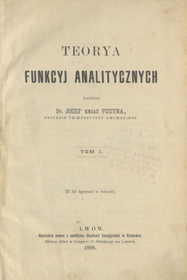 Strona tytułowa monografii J. Puzyny