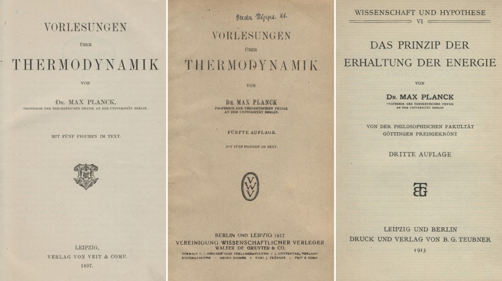Strony tytułowe prac M. Plancka
