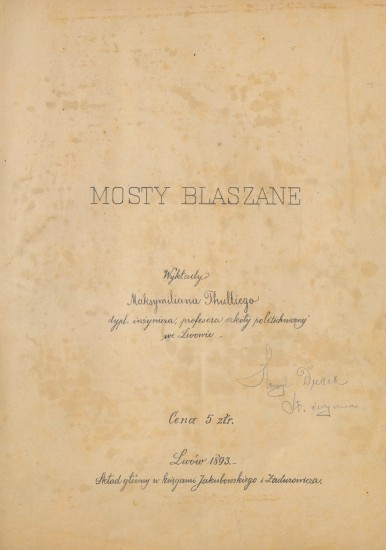 Mosty blaszane: wykłady Maksymiliana Thulliego – strona tytułowa