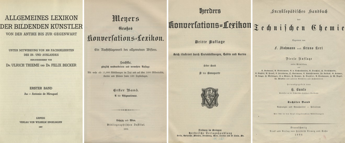 Przykłady słowników i encyklopedii w kolekcji EDT (strony tytułowe)