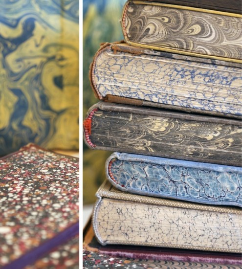 Marmoryzowane krawędzie bloków książek