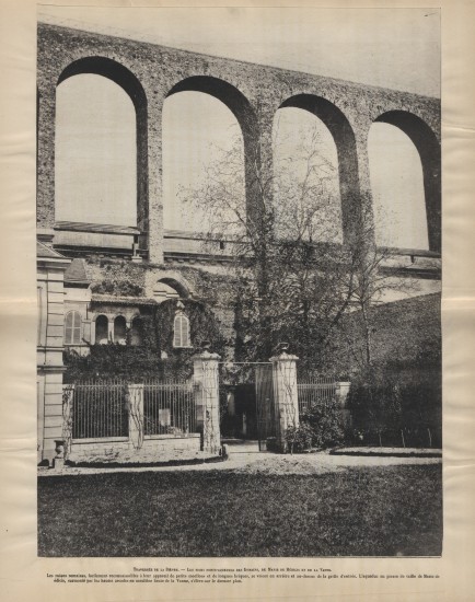 Ilustracja Akweduktu Arcueil-Cachan – u jego stóp|Zamek Les Arcs / Provigny